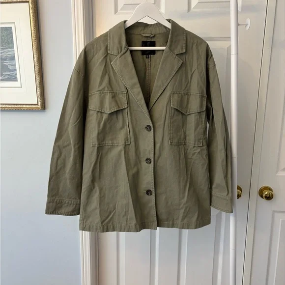 Dynamite Green Utility Jacket with Front Flap Pockets Size Large Cotton - Picture 2 of 9